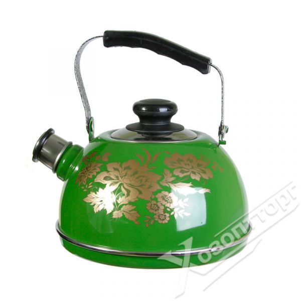 Kettle 2.5l TM04/25/07/15 (movable handle) - green "Olympia" (decor - stainless steel)